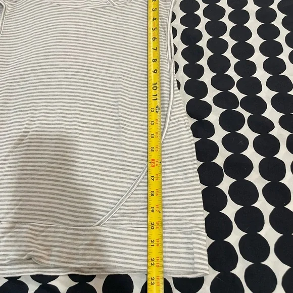Beyond Yoga Gray Striped Tank Top w/hood & large open arm holes - Picture 3 of 8